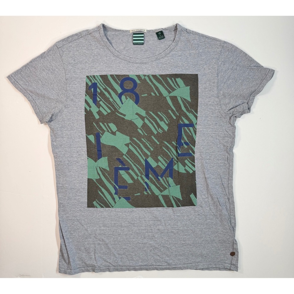 Scotch & Soda Mens Grey Graphic T-Shirt 18 IEME Abstract Print Size L